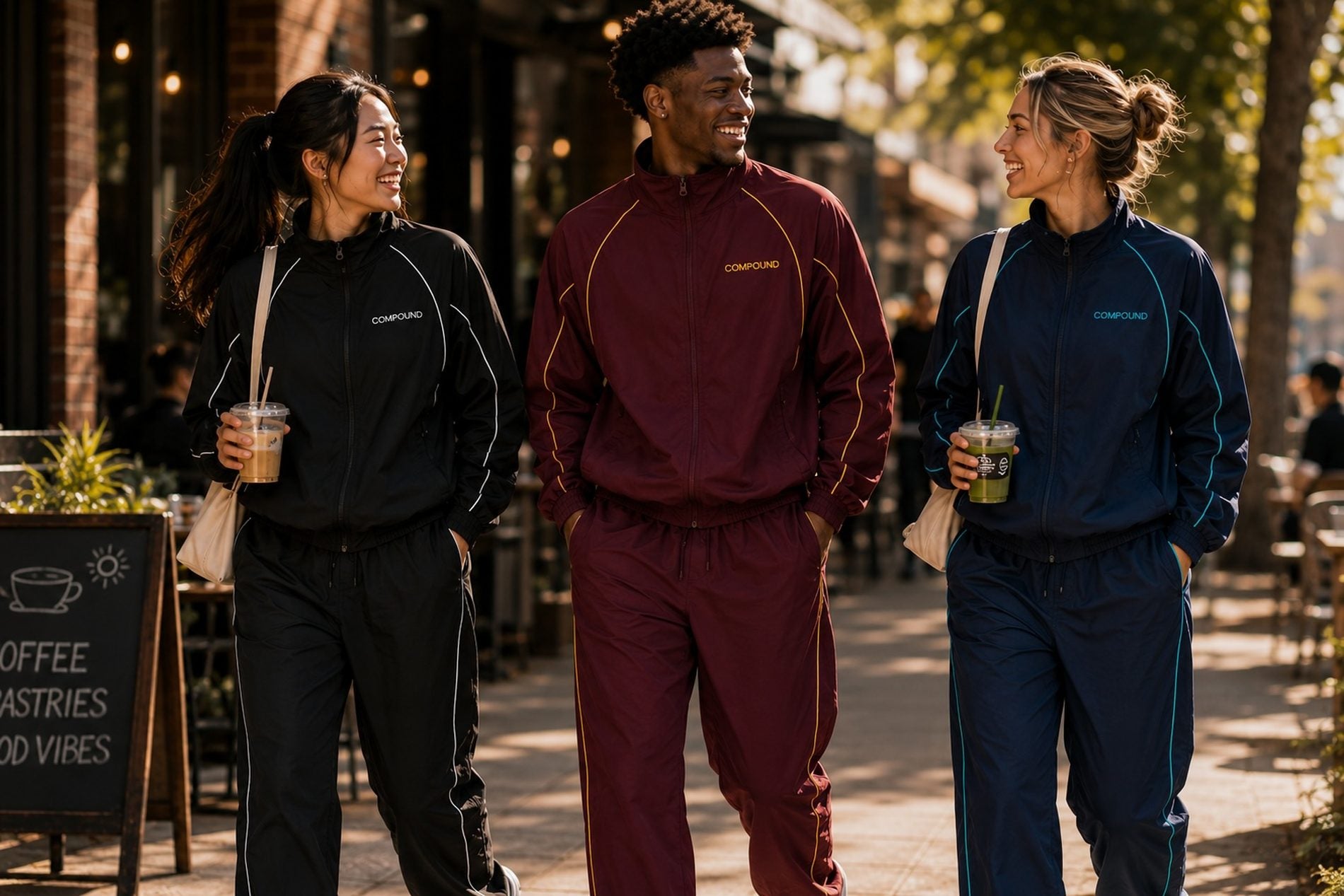Three Compound ambassadors together on a sunny street